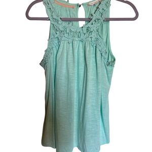 Coco + Jameson Women's Aqua Blue Lace Yoke Tank Top Size L
